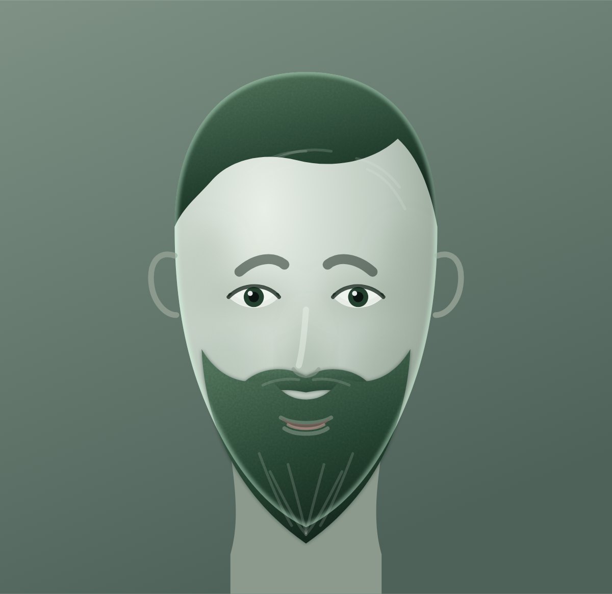 Diagram of a beard fade shown on a oval face