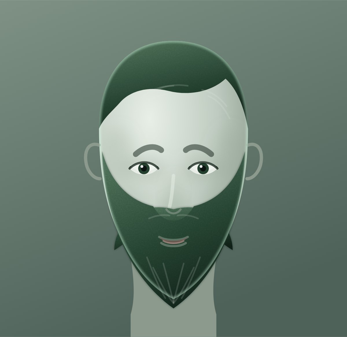 Diagram of a beardstache shown on a oval face