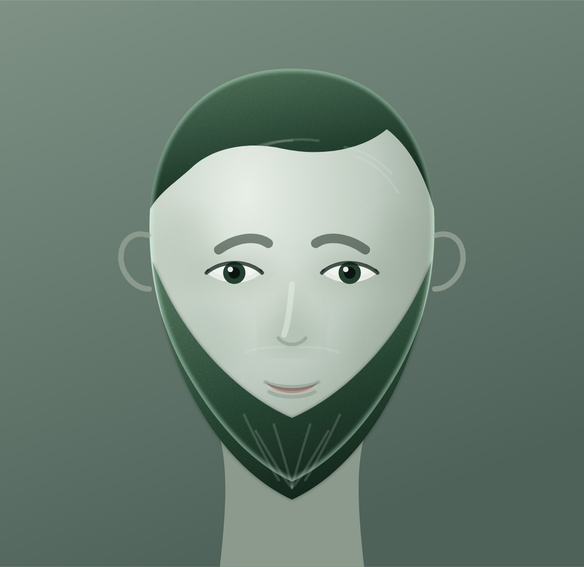 Diagram of a chin curtain shown on a round face