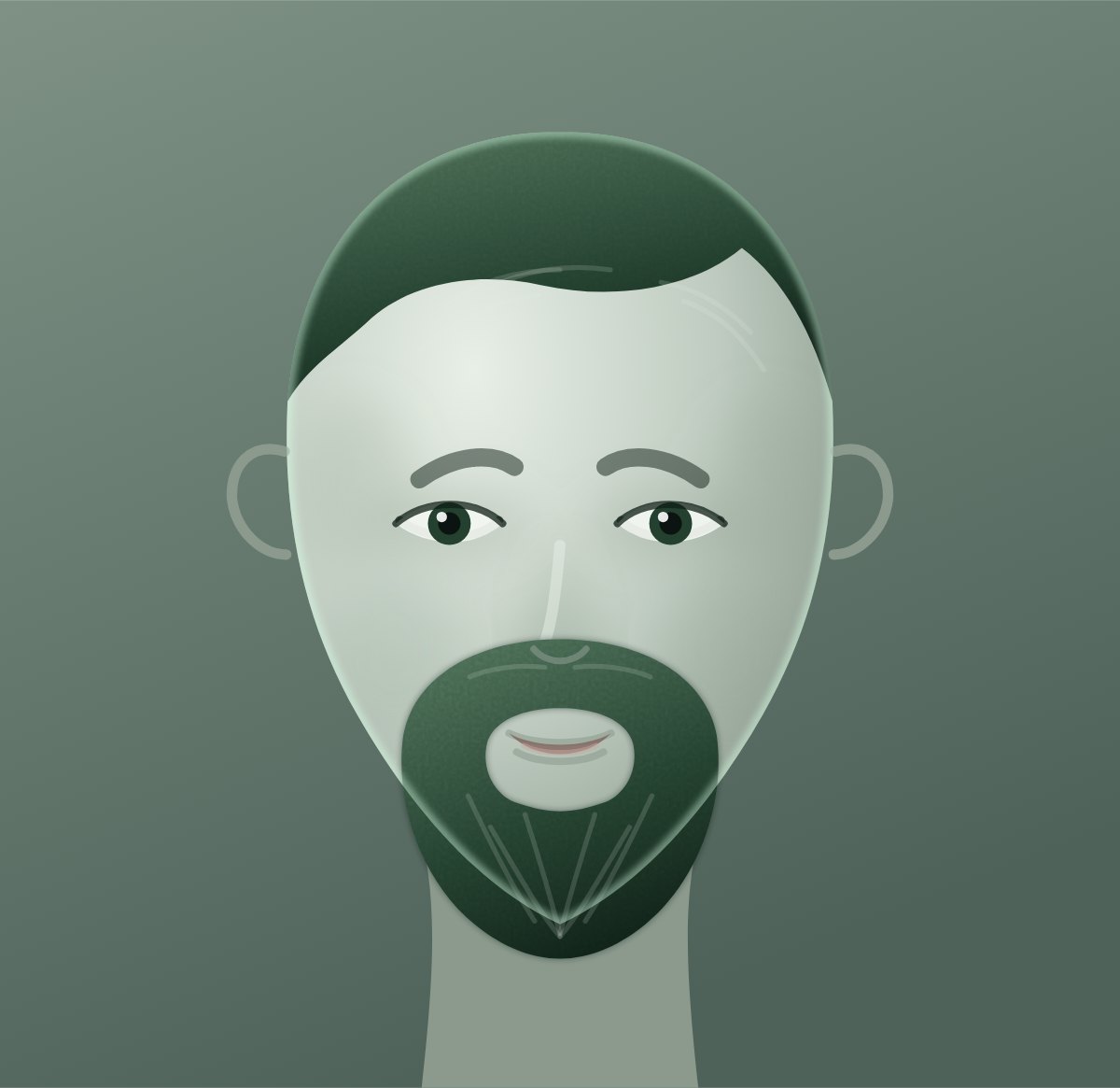 Diagram of a circle beard shown on a round face