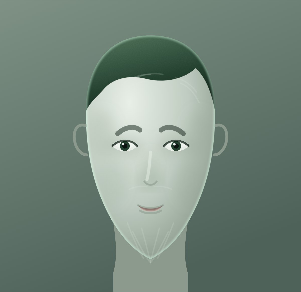 Diagram of a clean shaven shown on a oval face