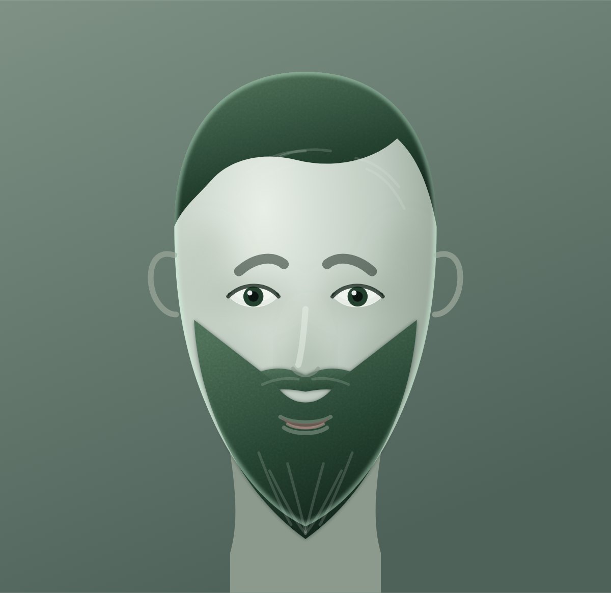 Diagram of a corporate beard shown on a oval face