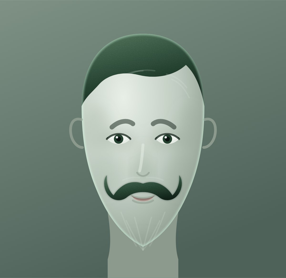 Diagram of a dali moustache shown on a oval face