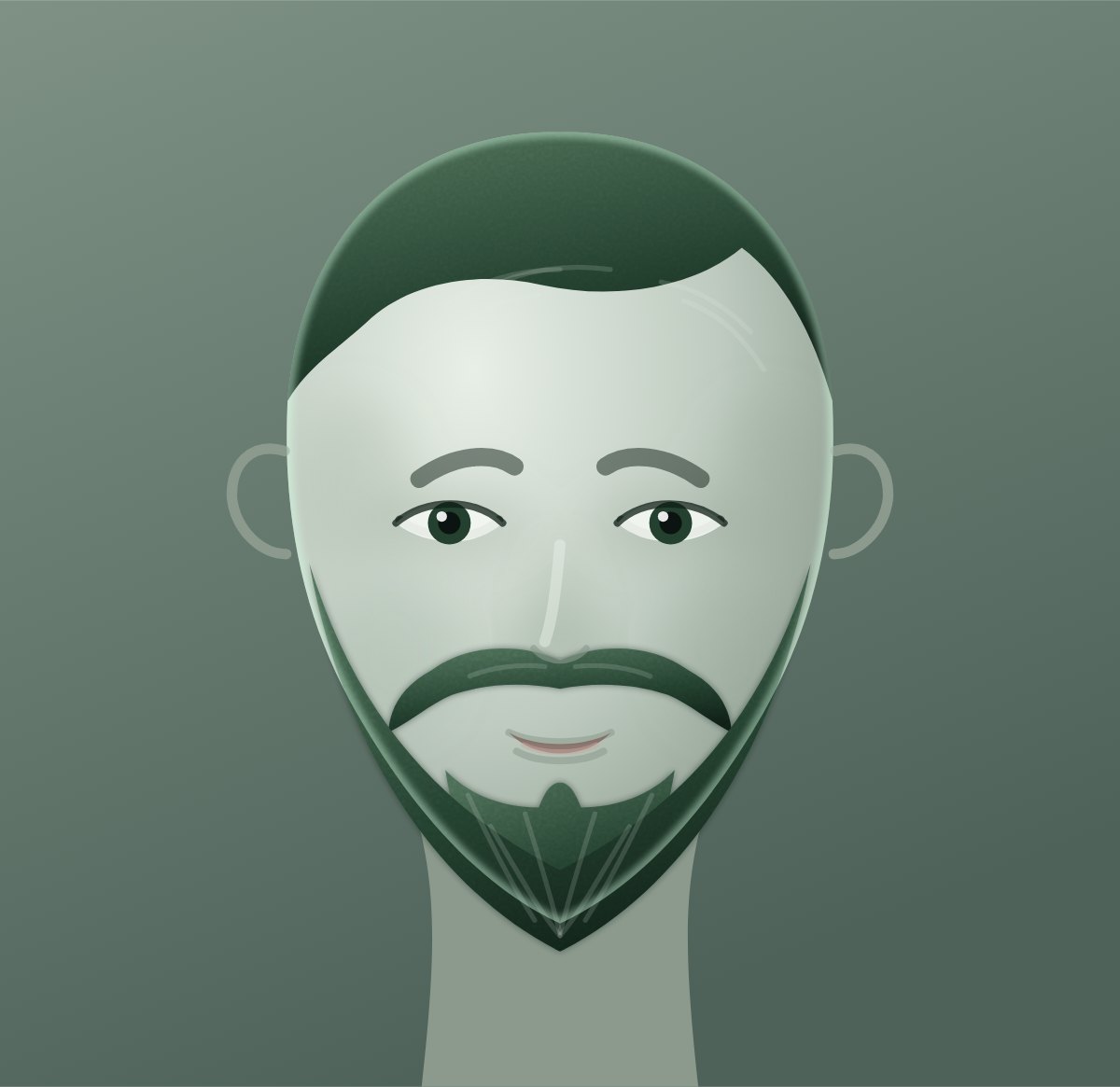 Diagram of a extended goatee shown on a round face