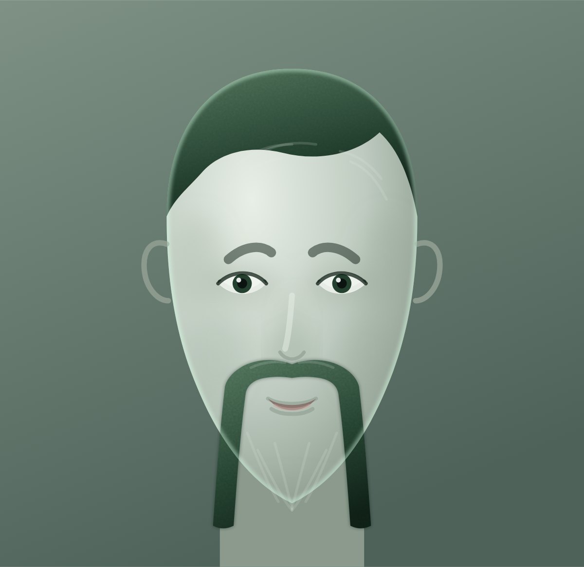 Diagram of a fu manchu shown on a oval face