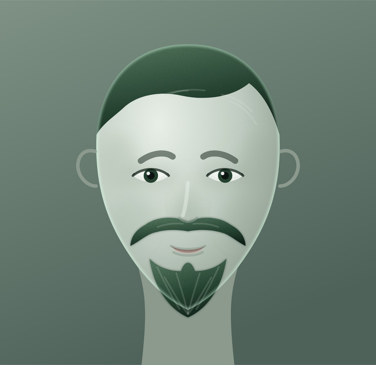 Diagram of a goatee shown on a round face