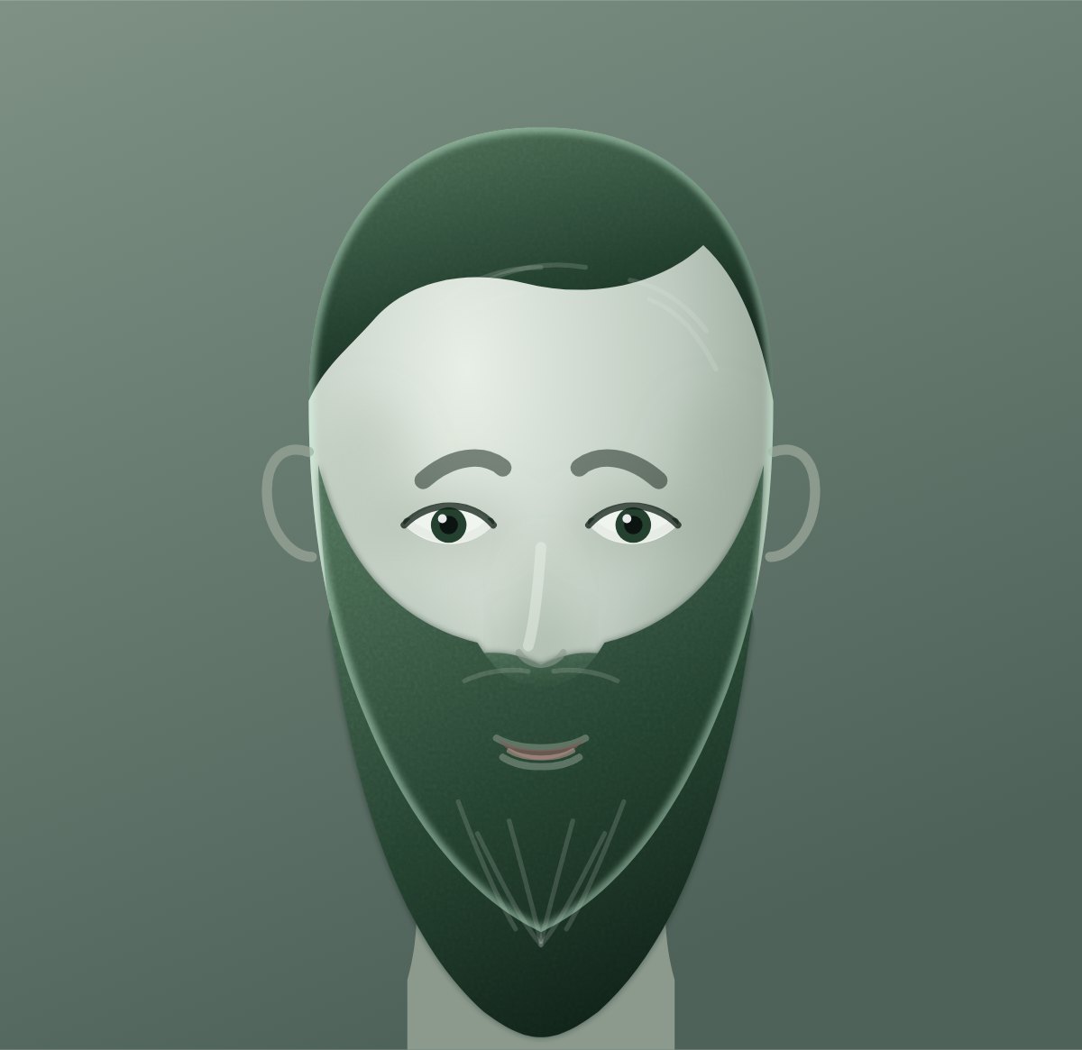 Diagram of a hipster beard shown on a oval face