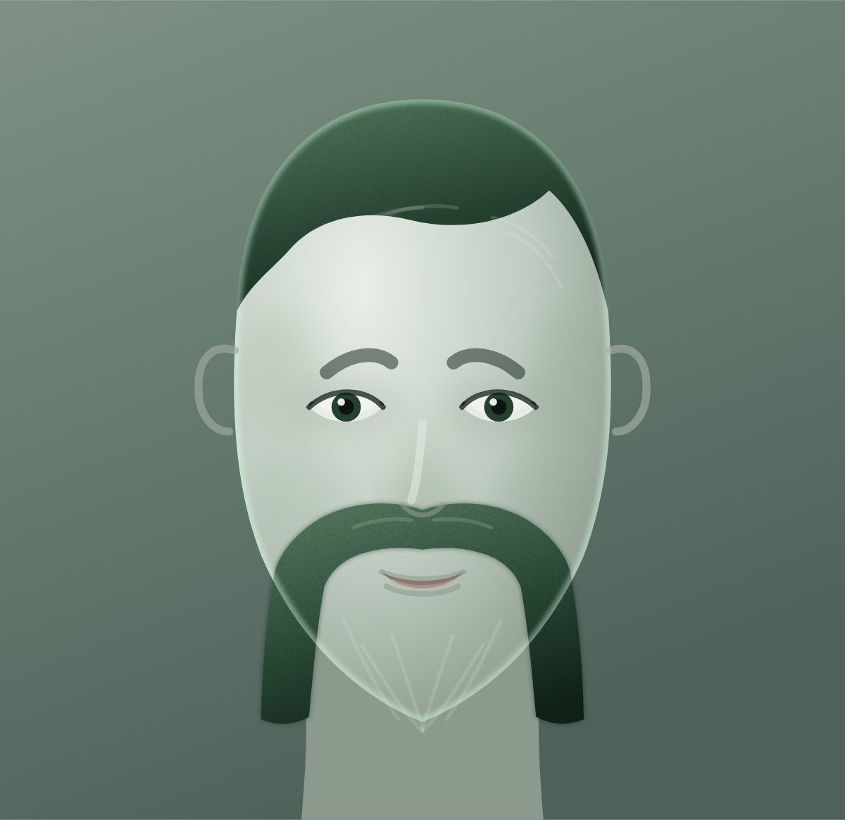 Diagram of a horseshoe moustache shown on a square face