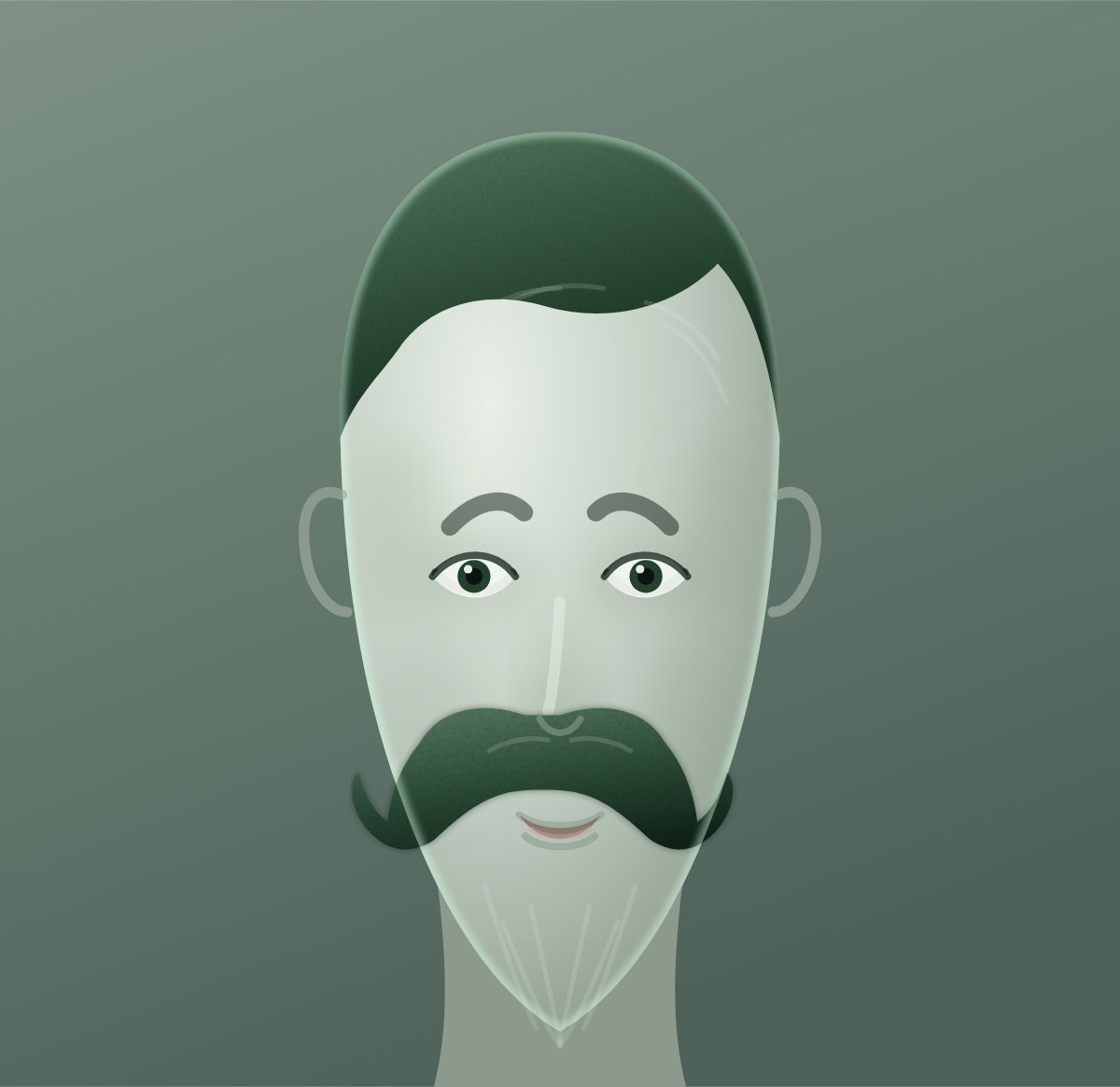 Diagram of a hungarian moustache shown on a oblong face