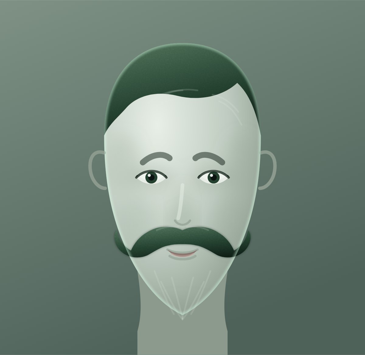 Diagram of a imperial moustache shown on a oval face