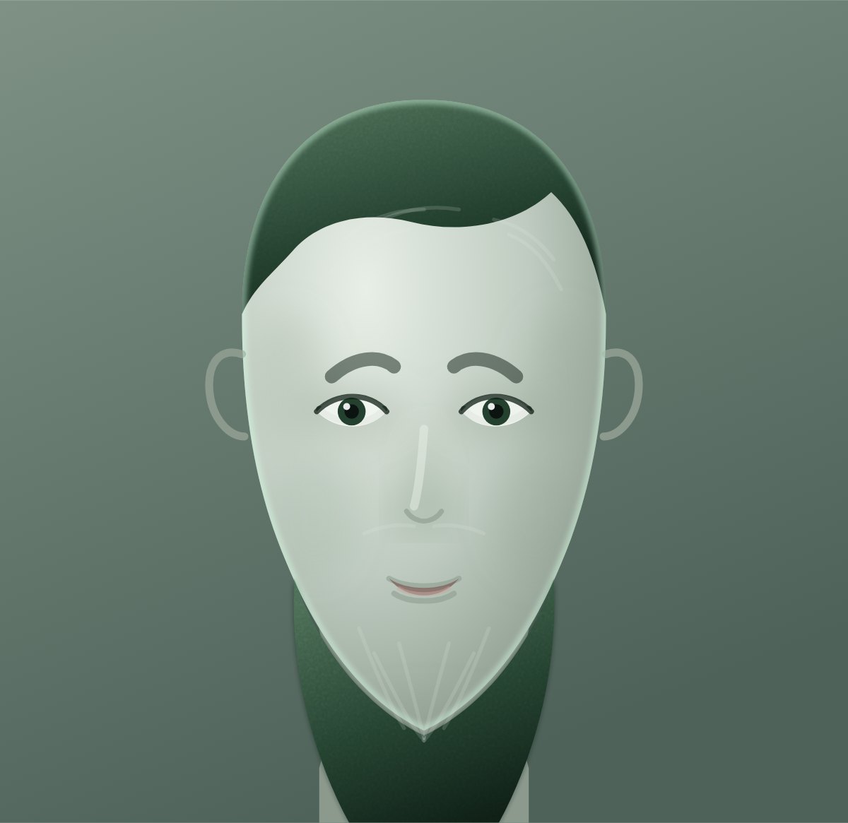 Diagram of a neckbeard shown on a oval face