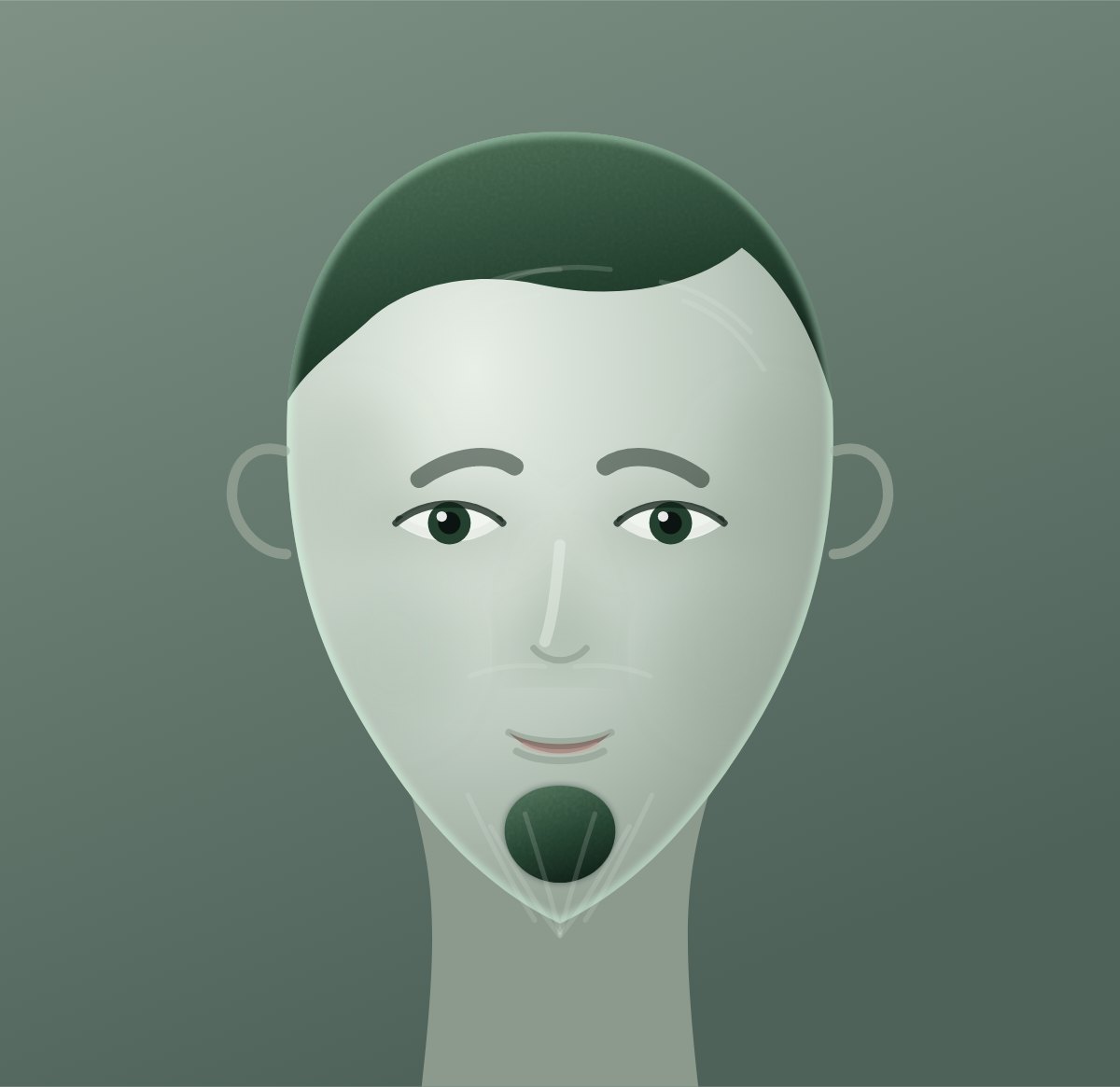 Diagram of a petite goatee shown on a round face