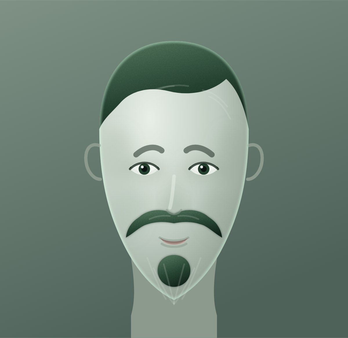 Diagram of a royale beard shown on a oval face
