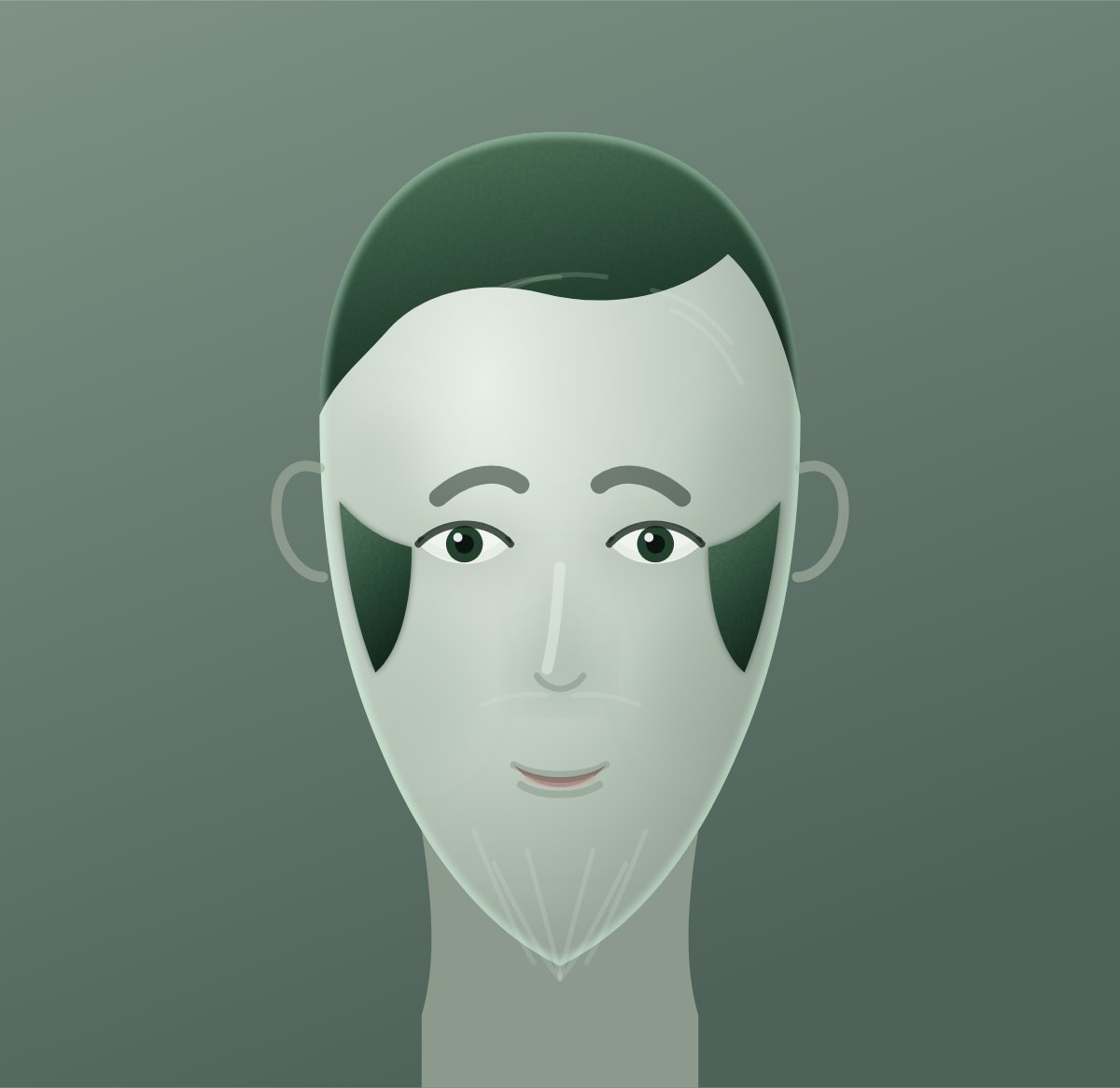 Diagram of a sideburns shown on a oval face