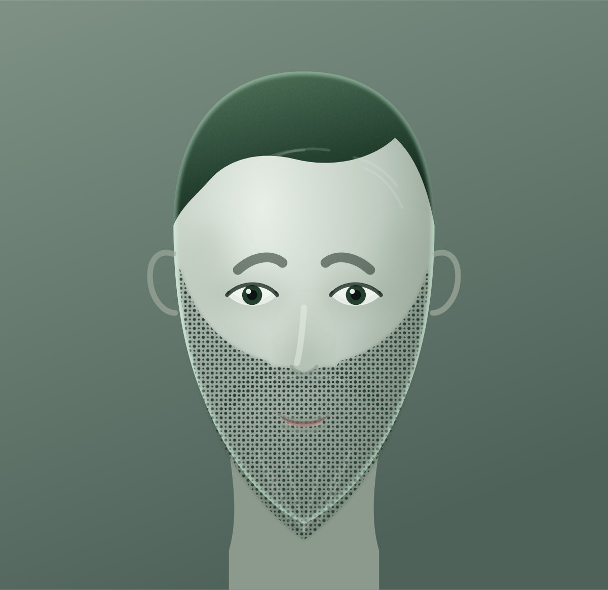 Diagram of a stubble shown on a oval face