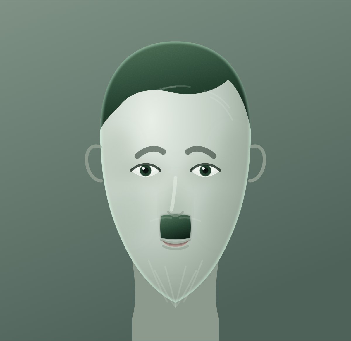 Diagram of a toothbrush moustache shown on a oval face