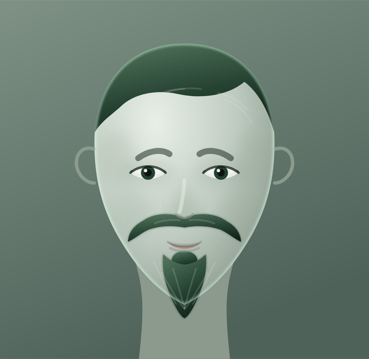 Diagram of a van dyke shown on a round face