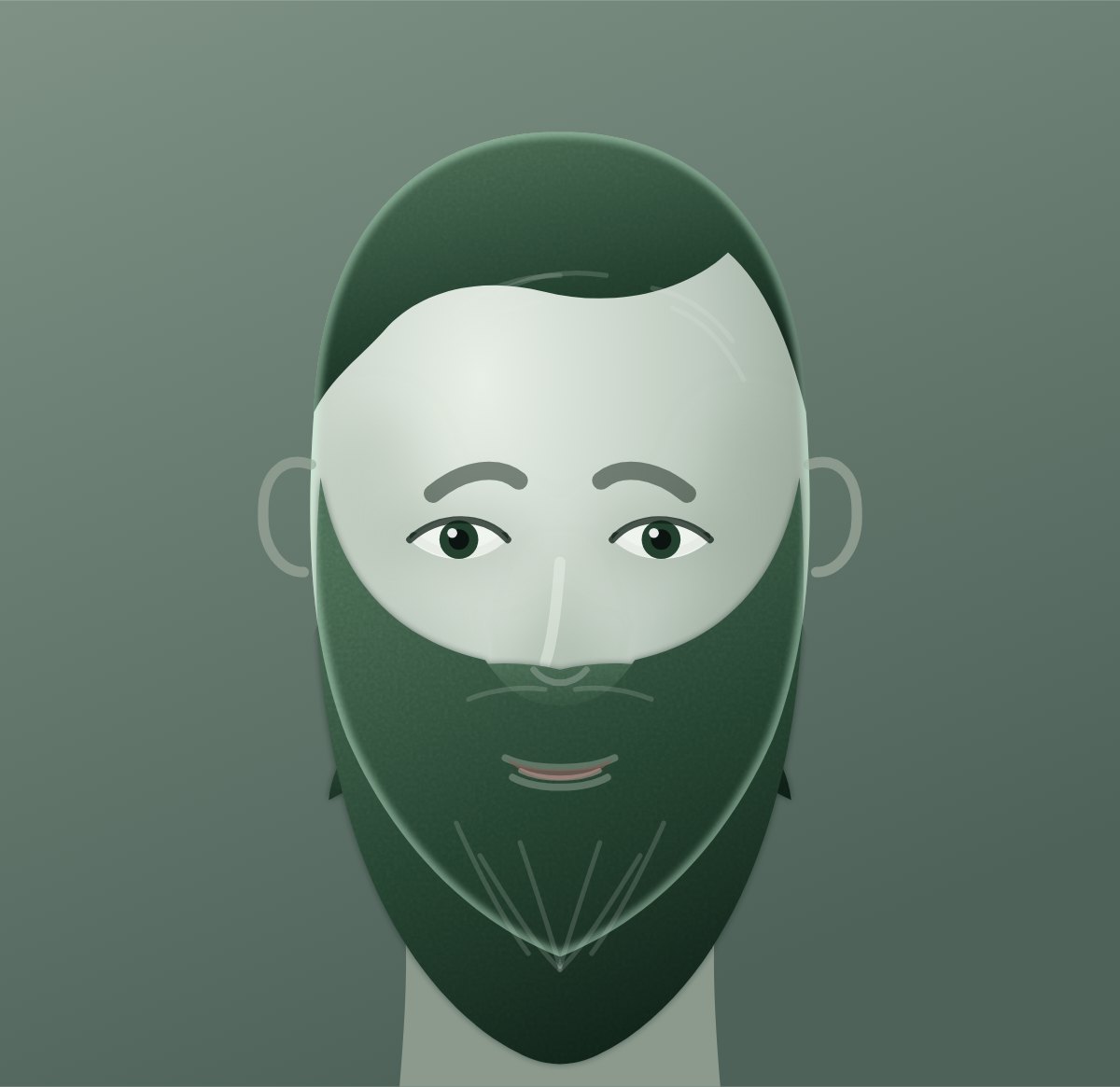 Diagram of a viking beard shown on a square face